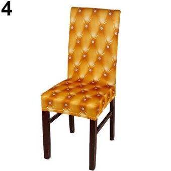 Broadfashion Elasticity Chair Cover Dining Room Wedding Folding Party Banquet Short Slipcover (Golden) - intl