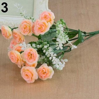 Broadfashion 1 Bouquet 15 Heads Artificial Rose Flower Home Room Decoration Xmas Party Decor (Light Pink) - intl