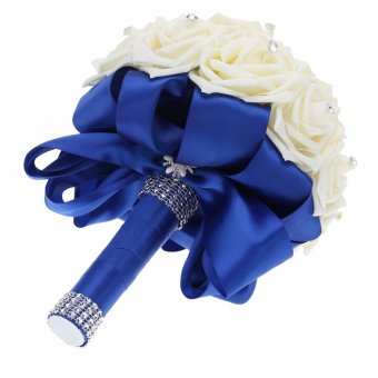 Perlengkapan dekorasi pernikahan gading mawar kristal mewah produk laku untuk hiasan karangan bunga dengan manik buatan dan 16 buatan tangan bunga mawar valentine hadiah berlian
