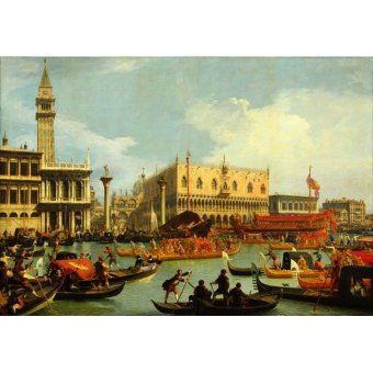 Jiekley Fine Art - Lukisan Bucentaur's return to the pier by the Palazzo Ducale Karya Canaletto - 1727-1729