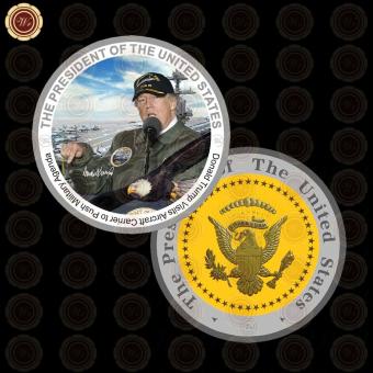 WR The President of US Donald Trump & Aircraft Carrier Silver Coin for Sale 2017 - intl