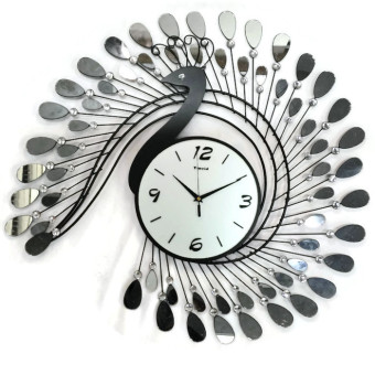 Chi Iron Peacock Design Wall Clock (3155) - Black - intl