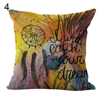 Broadfashion Fashion Dream Catcher Feather Linen Pillow Case Home Sofa Decor Cushion Cover (#4) - intl