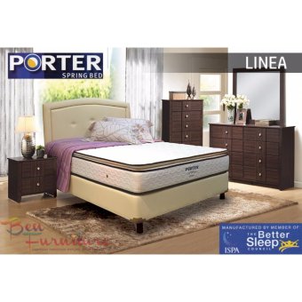 Kasur Porter LINEA, Semi Pillow Top Bonnel Spring Bed (160x200 FULLSET) [JABODETABEK ONLY]