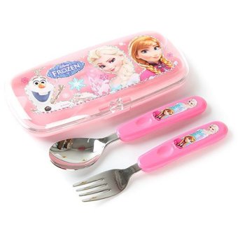 Disney Frozen Children Kid Spoon Fork Set with Case 042493 - intl