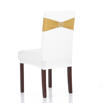 50 buah dekorasi pernikahan elastis spandeks penutup kursi ikat pinggang pita elastis dengan gesper ikat pinggang pita kursi penggeser busur 7warnd - Internasional