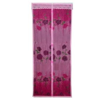 Damura Tirai Pintu Magnet Anti Nyamuk Motif Bunga - Pink