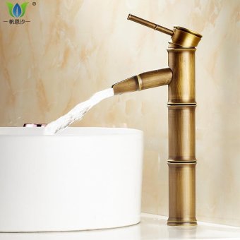 Antique Bamboo Sink Basin Faucet With Hot And Cold Hose And All Kind of Set Tall body - intl