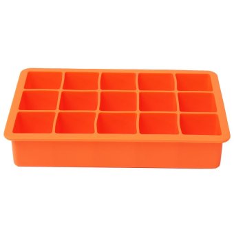 S & F 15-Cavity Silicone Drink Ice Cube Pudding Jelly Cake Chocolate Mold Mould Tray (Orange)