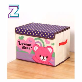 Jlove Lovely Waterproof Cartoon Storage Box Toy Snacks Clothes Organizer With Cap ( Pink Bear ) - intl