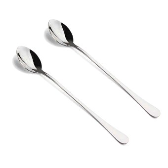 Moonar 2pcs Stainless Steel Polish Durable Long Landled Spoon Ice Cream Scoop for Coffee and Ice-cream