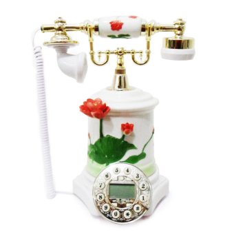OHOME Telepon Antik Bermotif Bunga Classic Dekor Rumah - AN-T091