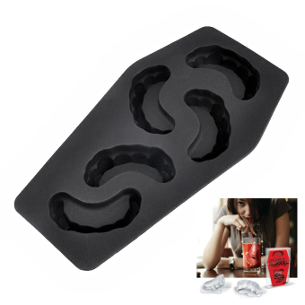Interesting Tooth Shape TPR Ice Tray Ice Cube Maker Box Black