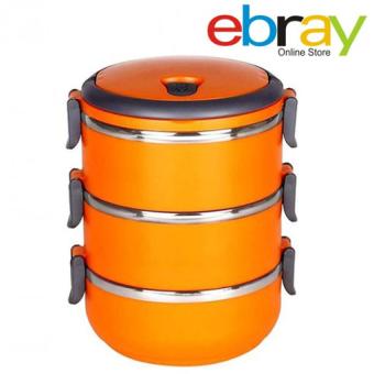 Ebray Lunch Box Rantang 3 Susun Dengan Kunci Pengaman - Orange