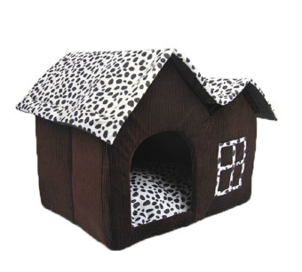 ooplm Indoor Puppy Pet House Dog Room Kitten Cat Bed Shelter (Brown)