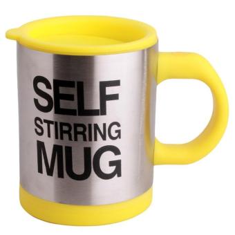 Ai Home Personalized Automatic Stainless Steel Stirring Coffee Mug with Lid (Yellow)