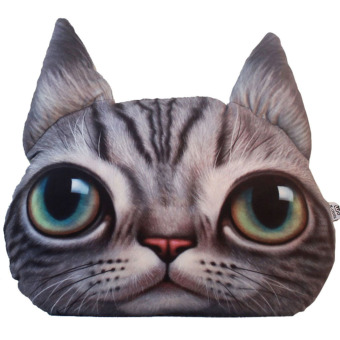 Yazilind Animal 3D Printing Personalized Cat Meow Star Gray Pillow Cushions 38x48cm - Intl