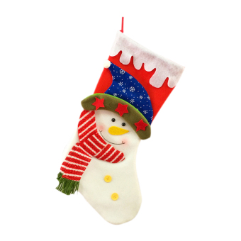 MagiDeal Xmas Long Stocking Blue Hat Snowman Popular Splicing Stocking Kids Gifts - intl