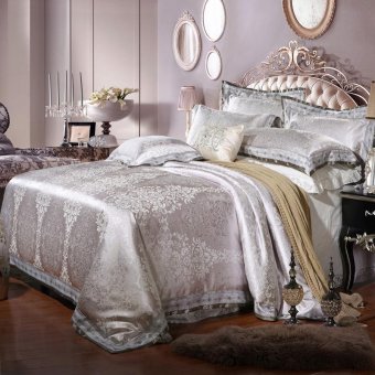 Continental minimalist VISCOSE SATIN wedding pure cotton jacquard 4 pieces bedding set ,I,150cm - intl