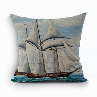 Yazilind sailboat pattern decorative pillowcase room sofa home 45*45CM/17.55*17.55 inch