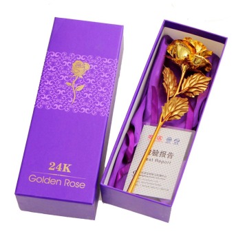 24k Gold Foil Rose Flower Valentine's Day Mother Day Birthday Gift With Package - intl