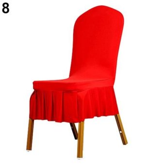 Broadfashion Pleated Skirt Chair Cover Spandex Flat Front Wedding Party Banquets Home Decor (Red) - intl