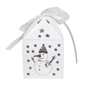 Hollow Out Snowman Christmas Candy Boxes Gift Bags Wedding Favors White - intl