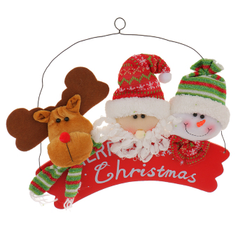 MagiDeal Wooden Fabric Santa Snowman Reindeer Christmas Hanger Decoration Ornaments - intl