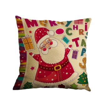 Yazilind Santa Claus printing pattern decorative pillowcase room sofa home 45*45CM/17.55*17.55 inch