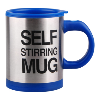 Bluelans Stainless Steel Self Stirring Mug Letters Printed Electric Coffee Mugs Blue