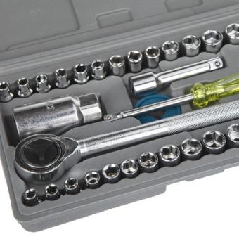 Aiwa Kunci Pas 40 Pcs Multipurpose Combination Socket Wrench Set with 1/4 Ratchet Handle