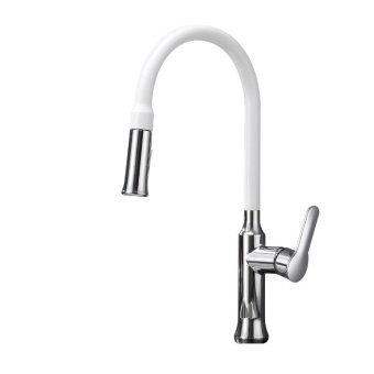 All copper hot/cold running water kitchen faucet pulled cold water faucet slot sink mixer pull two feature Dragon Head chrome plated white HP4110 White - intl