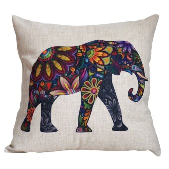 360DSC Colorful Elephant Printing Cotton Linen Square Shaped Decorative Pillow Cover Pillowcase Pillowslip 45*45cm