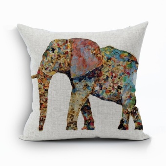 Yazilind Abstract Elephant pattern Multicolor decorative pillowcase room sofa home 45*45CM/17.55*17.55 inch  - intl