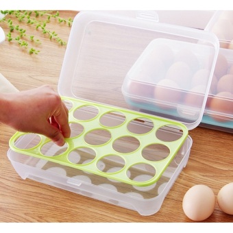 Emyli Kotak telur isi 15 Grid Egg Box Egg Case - Hijau
