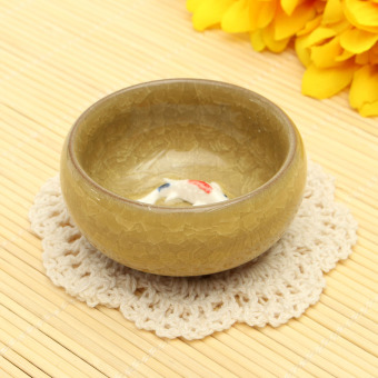 Cream color Morden Design 55ml Ice Cracked Glaze Ceramic China Kongfu T ea Cup 3D Carp Teaset Porcela in Teapot Mug Drinkware Creatives Gifts - intl
