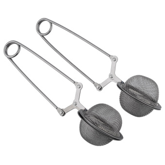 360DSC Snap Mesh Tea Ball Infuser with Handle 2 Pack Silver
