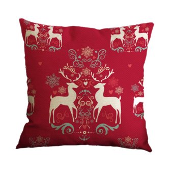Yazilind deer printing pattern decorative red pillowcase room sofa home 45*45CM/17.55*17.55 inch