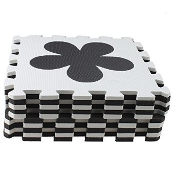 10 buah EVA busa teka-teki anak-anak bermain latihan olahraga kamar tikar lantai keramik kualitas tinggi saling Hitam dan Putih bunga bentuk pola grafis nomor