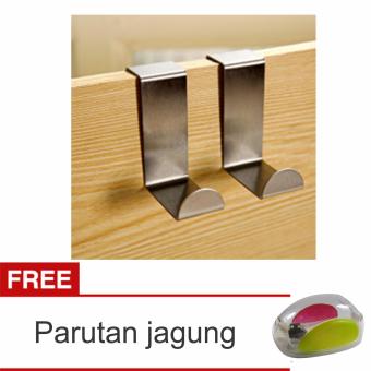 Lanjarjaya Gantungan door Hanger Pintu Tanpa Paku Set Stainless Steel barang Baju + Parutan Jagung