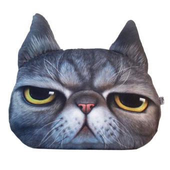 Yazilind Animal 3D Printing Personalized Cat Meow Star Black Pillow Cushions 38x48cm - Intl