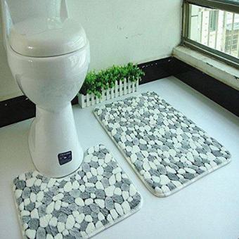 Fengsheng 2 Piece Bath Pedestal Mat Toilet Non Slip Washable Floor Rugs Sets Soft Cotton Mat - intl
