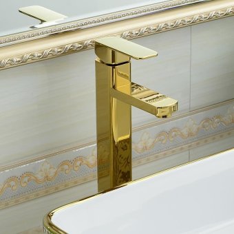 Gold taps continental leading hot and cold-basin sinks bench basin mixer high - for over-table Basin - intl