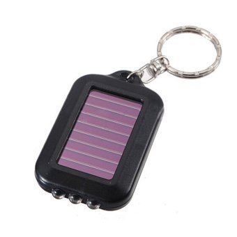 Buytra Flashlight Solar Power Rechargeable Keychain Torch Black