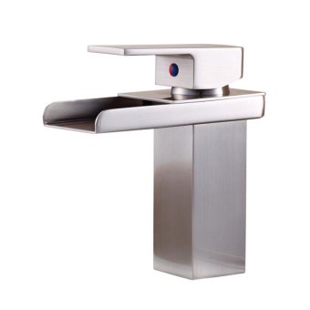 golden basin faucet hot and cold under basin continental copper basins basin-wide waterfall bathroom faucet Brushed Silver, Brushed Silver - intl