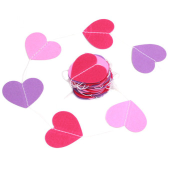 Ai Home 4m Wedding Party Paper Garland String Heart Decoration Hot Pink+Purple