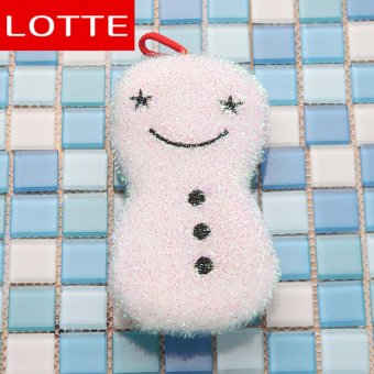1p Lotte e-life Film Dish Sponge, Non-scratch Snowman-shaped Scrub Sponge - intl