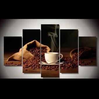 5 PCS Large Coffee Bean Wall Pictures Oil Painting Canvas Coffee Shop Decoration Art Hotel Decor - intl