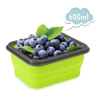 Anself 2017 New Silicone Portable Collapsible Lunch Box Meal Box with Cover Retractable Picnic Lunchbox Microwave Box 600ml Eco-Friendly Foldable Food Container Fruits Bowl Green - intl