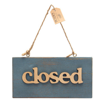 Vintage Wooden Open Closed Welcome Sign Plaque Blue Cafe Shop Door Hanging Sign Closed